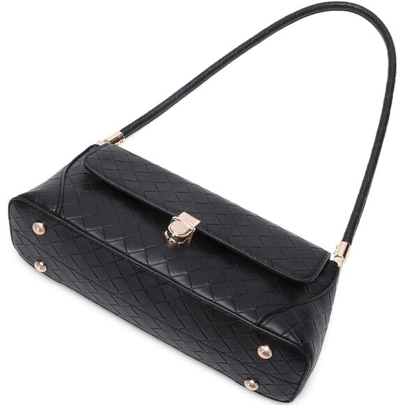 Women Black Gold Imported Vintage Retro Classic Cute Hobo Tote Mini Clutch Bags - Picture 4 of 4